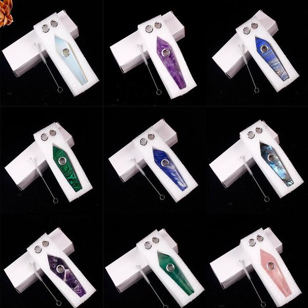 natural crystal stone smokey pipe healing quartz jewelry crystal point wand gemstone with 3pc metal filter jllbvg, Black 
natural crystal stone smokey pipe healing quartz jewelry crystal point wand gemstone with 3pc metal filter jllbvg, Black