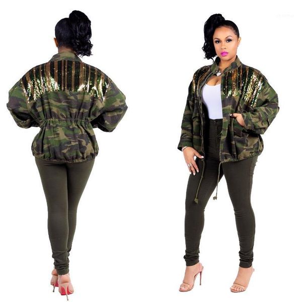 green camouflage with sparkle glam striped sequin long sleeves zipper drawstring new arrival fall and winter women coat1, Black
green camouflage with sparkle glam striped sequin long sleeves zipper drawstring new arrival fall and winter women coat1, Black
