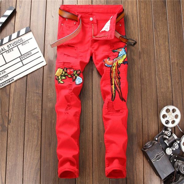 men's jeans original design, european and american style fashion fashion, slim embroidery red phoenix, Blue
men's jeans original design, european and american style fashion fashion, slim embroidery red phoenix, Blue