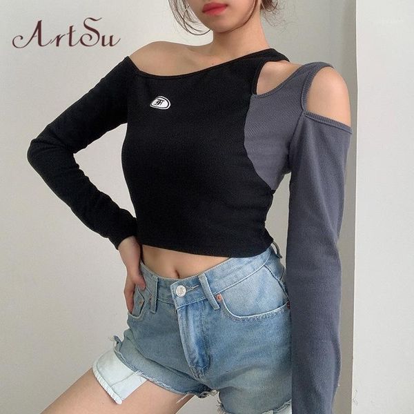 winter irregular one shoulder off cropped t-shirt patchwork long sleeve cotton tshirt women harajuku fashion t shirt 417751, White
winter irregular one shoulder off cropped t-shirt patchwork long sleeve cotton tshirt women harajuku fashion t shirt 417751, White