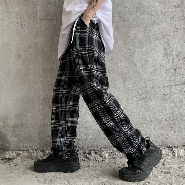 men's pants autumn cotton plaid men's fashion retro casual men streetwear wild loose hip hop straight trousers mens m-xl1, Black
men's pants autumn cotton plaid men's fashion retro casual men streetwear wild loose hip hop straight trousers mens m-xl1, Black