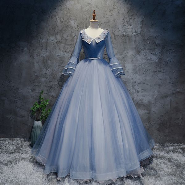 woemn evening stage solo dress wedding party temperament elegant flared sleeves peng skirt activity performance wvf1, Black;gray
woemn evening stage solo dress wedding party temperament elegant flared sleeves peng skirt activity performance wvf1, Black;gray