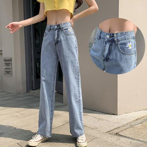 women's jeans lugentolo wide legs woman high waist autumn loose daisy embroidery washed cotton bleached full length jeans1, Blue
women's jeans lugentolo wide legs woman high waist autumn loose daisy embroidery washed cotton bleached full length jeans1, Blue