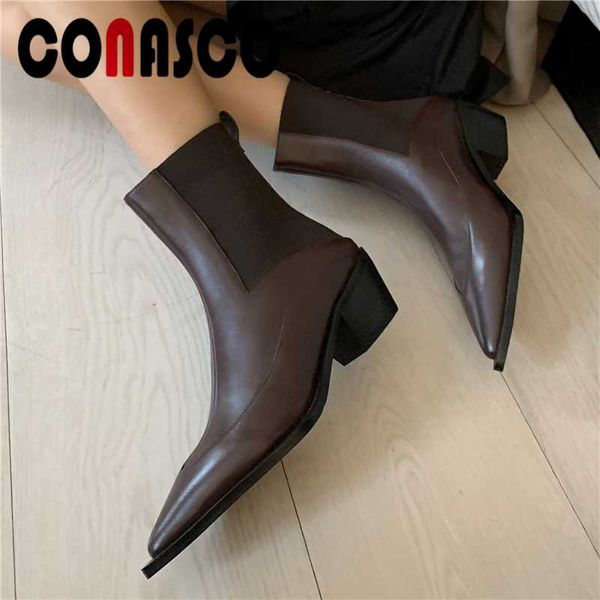 conasco genuine leather women ankle boots 2020 autumn winter new concise pointed toe shoes woman thick heels casual short boots, Black
conasco genuine leather women ankle boots 2020 autumn winter new concise pointed toe shoes woman thick heels casual short boots, Black