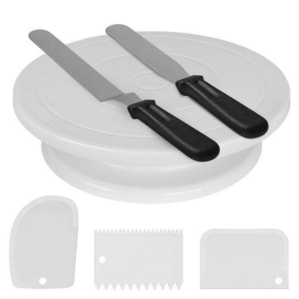6pcs 11 inch rotating turntable with 2 spatula icing smoother revolving stand white baking cake decorating q1218
6pcs 11 inch rotating turntable with 2 spatula icing smoother revolving stand white baking cake decorating q1218