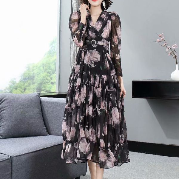 summer new vintage style impression with long sleeve neckline plied thin belt adjustment mid-length chiffon dress y33k, Black;gray
summer new vintage style impression with long sleeve neckline plied thin belt adjustment mid-length chiffon dress y33k, Black;gray