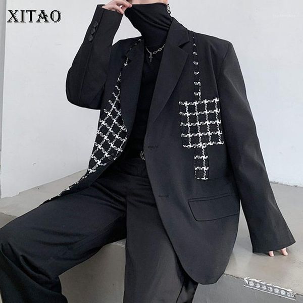 xitao vintage blazer individual plaid stitching design patchwork full sleeve single breasted minority casual style coat zp37761, White;black
xitao vintage blazer individual plaid stitching design patchwork full sleeve single breasted minority casual style coat zp37761, White;black