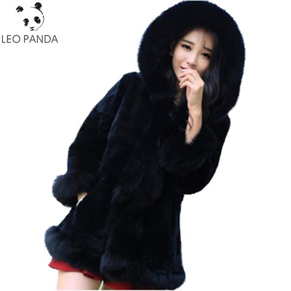 women's fur & faux autumn fashion women loose female long sleeve single-breasted hooded overcoat coat c 643, Black
women's fur & faux autumn fashion women loose female long sleeve single-breasted hooded overcoat coat c 643, Black