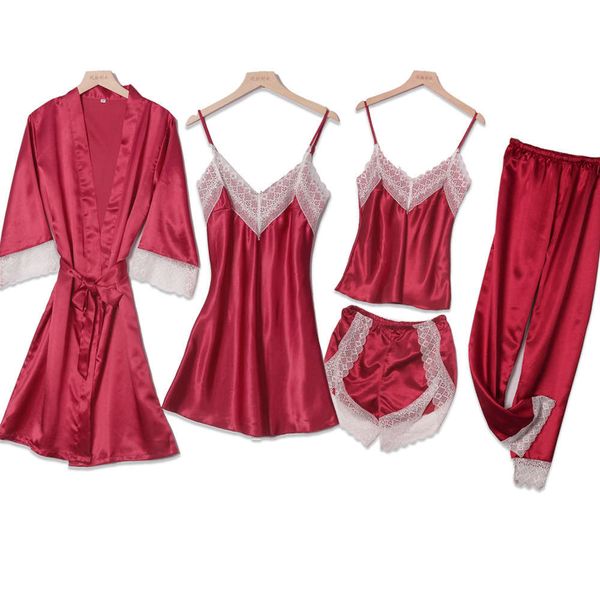 pajamas women's summer and spring thin nightdress suit silk nightgown trousers lace suspender shorts, Black;red
pajamas women's summer and spring thin nightdress suit silk nightgown trousers lace suspender shorts, Black;red
