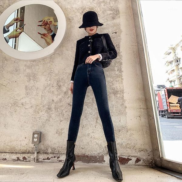 2020 new winter plus velvet jeans women's high waist and feet thickened thin leggings1, Blue
2020 new winter plus velvet jeans women's high waist and feet thickened thin leggings1, Blue