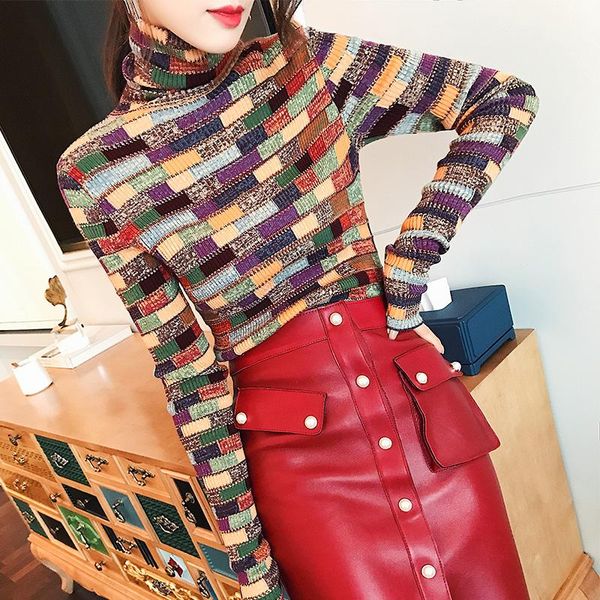 chic wool blend sweater turtleneck pullovers patchwork 2021 autumn winter fashion women colorful knitted long sleeve slim jumper, White;black
chic wool blend sweater turtleneck pullovers patchwork 2021 autumn winter fashion women colorful knitted long sleeve slim jumper, White;black