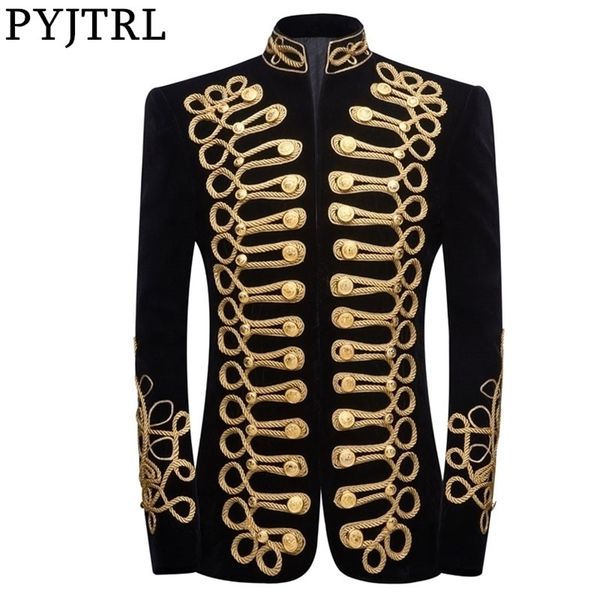 pyjtrl mens plus size handmake black gold embroidery velvet blazer dj singers nightclub costume stylish suit jacket stage wears 201104, White;black
pyjtrl mens plus size handmake black gold embroidery velvet blazer dj singers nightclub costume stylish suit jacket stage wears 201104, White;black