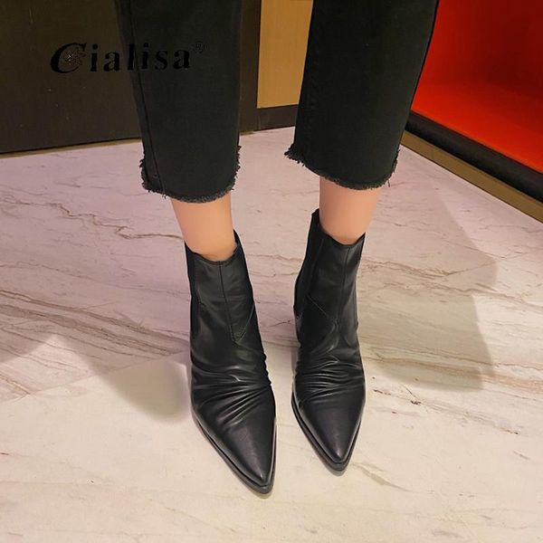 cialisa boot for women elastic pleated thin heel pointed toe ankle boot 2020 new autumn winter genuien leather elastic shoes, Black
cialisa boot for women elastic pleated thin heel pointed toe ankle boot 2020 new autumn winter genuien leather elastic shoes, Black