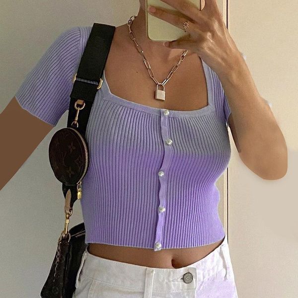 women pearl button cardighans summer square collar knit crop short sleeve solid color female casual party, White;black
women pearl button cardighans summer square collar knit crop short sleeve solid color female casual party, White;black