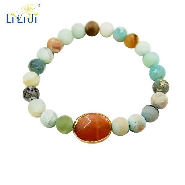 liiji unique natural stone matted amazonite&sunstone/lava&green agates stretchy bracelet fashion nice gift for women or men, Black
liiji unique natural stone matted amazonite&sunstone/lava&green agates stretchy bracelet fashion nice gift for women or men, Black