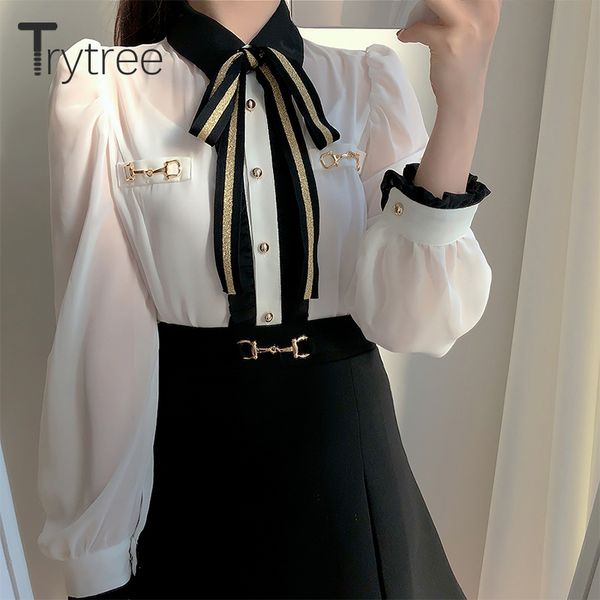 trytree spring autumn blouse women casual shiny bow turn-down collar fake pockets single breasted office lady shirts 220307, White
trytree spring autumn blouse women casual shiny bow turn-down collar fake pockets single breasted office lady shirts 220307, White