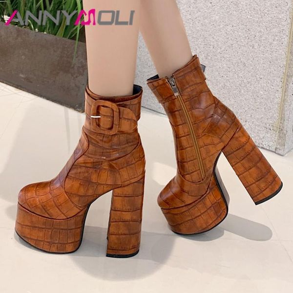annymoli buckle platform super high heel ankle boots women short boots shoes zipper block heels lady autumn brown size 431, Black
annymoli buckle platform super high heel ankle boots women short boots shoes zipper block heels lady autumn brown size 431, Black