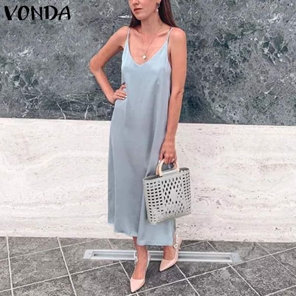 vonda women dress v neck spaghetti party maxi long dress 2020 summer beach sundress casual loose vestidos plus size robe1, Black;gray
vonda women dress v neck spaghetti party maxi long dress 2020 summer beach sundress casual loose vestidos plus size robe1, Black;gray