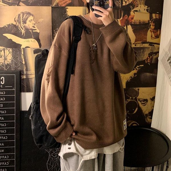 ripped sweater men's warm fashion retro casual knitted pullover men streetwear loose korean hole knitting sweaters mens clothes, White;black
ripped sweater men's warm fashion retro casual knitted pullover men streetwear loose korean hole knitting sweaters mens clothes, White;black
