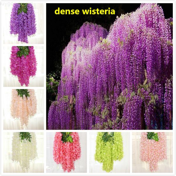 8 colors dense wisteria flower artificial silk flower vine 110cm elegant wisteria vine rattan for garden home wedding decoration
8 colors dense wisteria flower artificial silk flower vine 110cm elegant wisteria vine rattan for garden home wedding decoration