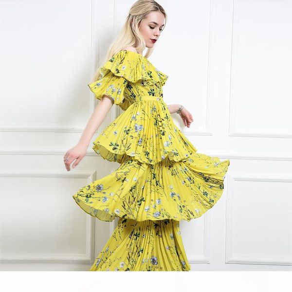 summer yellow boho dress 2019 floral print pleated women chiffon dress off shoulder ruffle short sleeve bohemian long dress, Black;gray
summer yellow boho dress 2019 floral print pleated women chiffon dress off shoulder ruffle short sleeve bohemian long dress, Black;gray