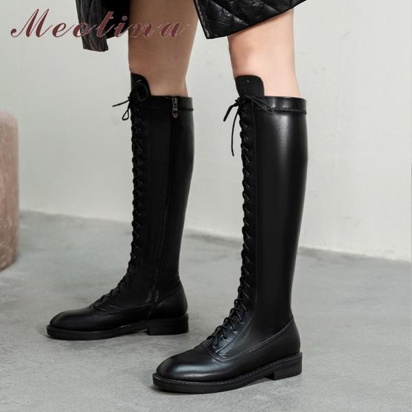 meotina long boots women shoes real leather low heel knee high boots zip lace up fashion ladies autumn winter black 33-40
meotina long boots women shoes real leather low heel knee high boots zip lace up fashion ladies autumn winter black 33-40
