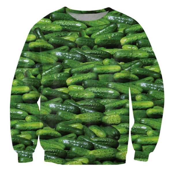 

harajuku mens hoodies and sweatshirts 3d printed pickles cucumber graphic streetwear long sleeve shirt sudaderas hombre y200704, Black