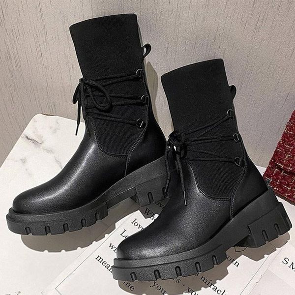 women slip on ankle boots laides warm stretch fabric pu leather platform shoes female chunky heels casual booties woman winter, Black
women slip on ankle boots laides warm stretch fabric pu leather platform shoes female chunky heels casual booties woman winter, Black