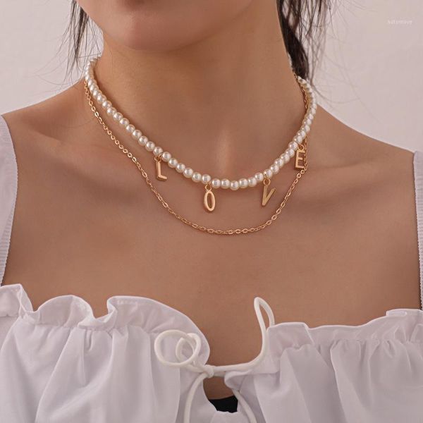 2020 imitation pearl choker necklace women gold color chain letter love necklace female jewelry gift1, Silver
2020 imitation pearl choker necklace women gold color chain letter love necklace female jewelry gift1, Silver