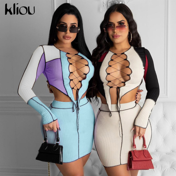hollow out ribbed patchwork matching sets women lace up crop and skirt two piece outfits skinny party clubwear, White
hollow out ribbed patchwork matching sets women lace up crop and skirt two piece outfits skinny party clubwear, White