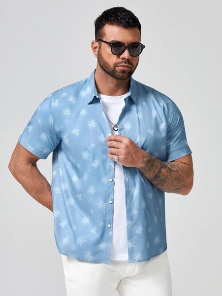 extended sizes men coconut tree print shirt 10ms#, White;black
extended sizes men coconut tree print shirt 10ms#, White;black