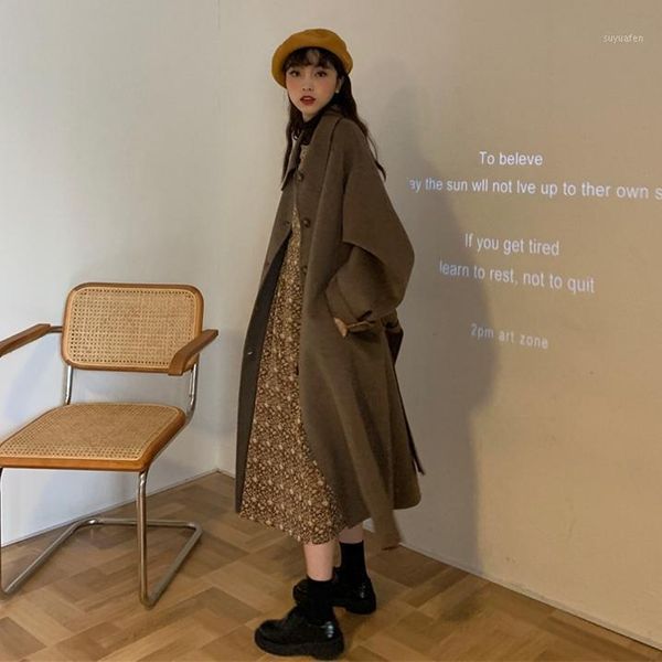 cotton thickened medium length woollen windbreaker coat women's korean autumn and winter temperament small over knee woolen coat1, Black
cotton thickened medium length woollen windbreaker coat women's korean autumn and winter temperament small over knee woolen coat1, Black