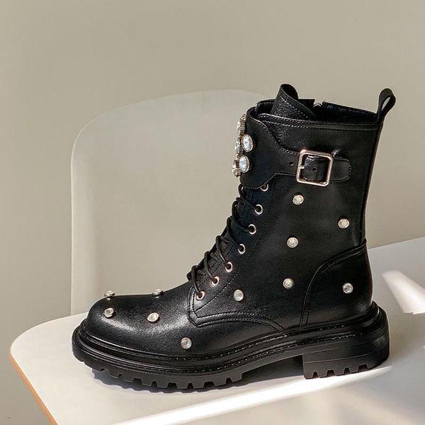 boots ankle women genuine cow leather lace-up round toe lady booties autumn winter platform sole shoes handmade, Black
boots ankle women genuine cow leather lace-up round toe lady booties autumn winter platform sole shoes handmade, Black