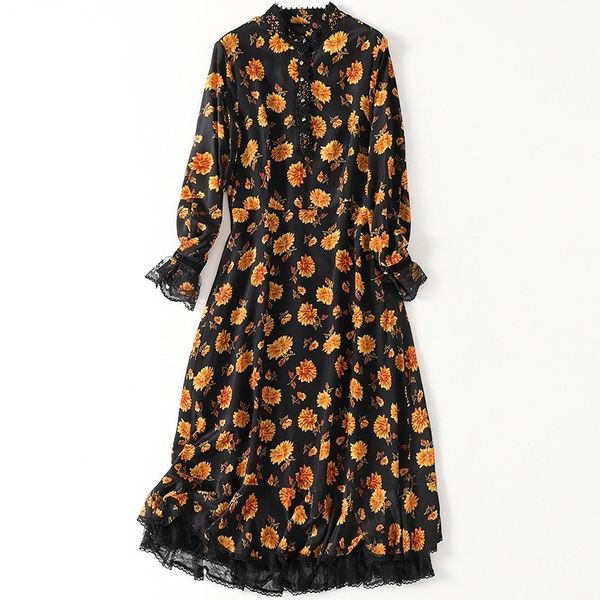 2020 products new floral silk dress spring and summer long lean female fashion t593, Black;gray
2020 products new floral silk dress spring and summer long lean female fashion t593, Black;gray