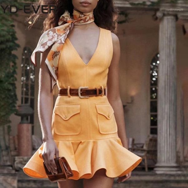 casual dresses women mermaid summer dress ruffles sleeveless mini flounce trumpet dress1, Black;gray