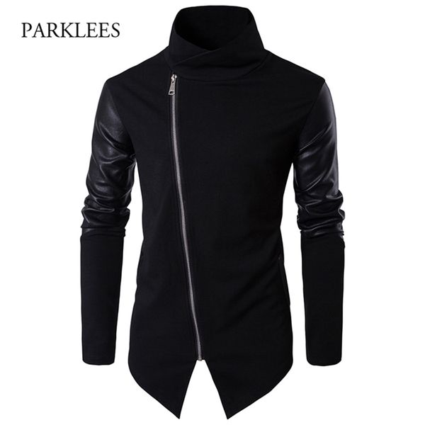 turtleneck sweater men fashion patchwork pu leather sleeve design long mens cardigans casual slim zipper black pull homme 201221, White;black
turtleneck sweater men fashion patchwork pu leather sleeve design long mens cardigans casual slim zipper black pull homme 201221, White;black