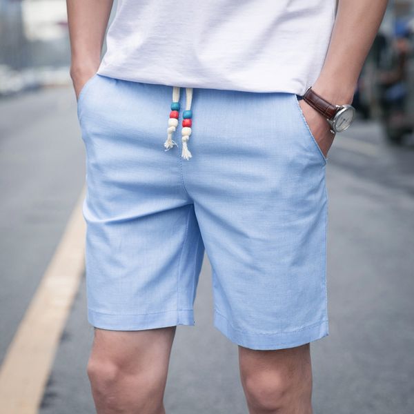 summer solid elastic waist beach pants straight casual breathable thin men's shorts, White;black
summer solid elastic waist beach pants straight casual breathable thin men's shorts, White;black