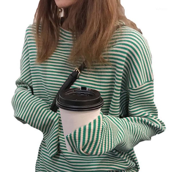women's t-shirt mid-length striped long-sleeved women 2021 spring autumn lazy style loose knit bottoming t shirt 35a1, White
women's t-shirt mid-length striped long-sleeved women 2021 spring autumn lazy style loose knit bottoming t shirt 35a1, White
