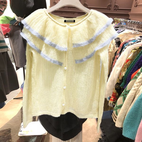 2021 Korean-style Women Frilly Turtlenecks New Autumn Long Sleeve Sweater Mohair Mesh Cardigan Single Breast Outwear Jumpers IAET, White;black
2021 Korean-style Women Frilly Turtlenecks New Autumn Long Sleeve Sweater Mohair Mesh Cardigan Single Breast Outwear Jumpers IAET, White;black
