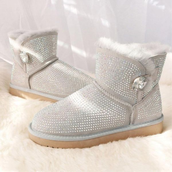 women wool boots short genuine sheepskin boots sheep fur full rhinestone ankle boot flat winter female shoes, Black
women wool boots short genuine sheepskin boots sheep fur full rhinestone ankle boot flat winter female shoes, Black