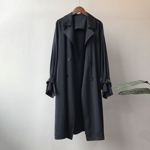 2021 new female blouse spring new section korean released solid trench coat fy9 iarc, Black;brown
2021 new female blouse spring new section korean released solid trench coat fy9 iarc, Black;brown