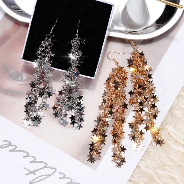 dangle & chandelier shiny side fashion brand jewelry elegant stars earrings for women gift long tassel drop, Silver
dangle & chandelier shiny side fashion brand jewelry elegant stars earrings for women gift long tassel drop, Silver