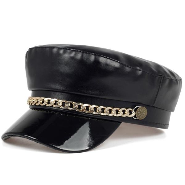berets 2021autumn and winter leather beret fashion chain cap outdoor windproof hat ladies wild casual hats, Blue;gray
berets 2021autumn and winter leather beret fashion chain cap outdoor windproof hat ladies wild casual hats, Blue;gray