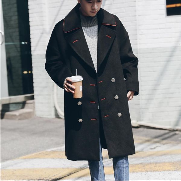 2020 thickened male winter contrast double color breasted youth loose shoulders section long trench wool coat blxf, Black;brown
2020 thickened male winter contrast double color breasted youth loose shoulders section long trench wool coat blxf, Black;brown