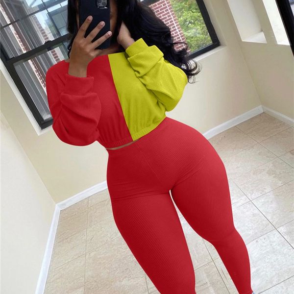 new design color block patchwork two piece tracksuit sets long sleeve hoodies outfits women crop sweater legging pants sportwear f92905, Gray 
new design color block patchwork two piece tracksuit sets long sleeve hoodies outfits women crop sweater legging pants sportwear f92905, Gray