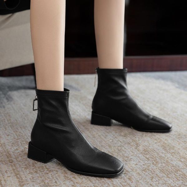 shoes back zip women's boots autumn boots-women booties woman 2020 low heel winter footwear round toe zipper mid calf, Black
shoes back zip women's boots autumn boots-women booties woman 2020 low heel winter footwear round toe zipper mid calf, Black