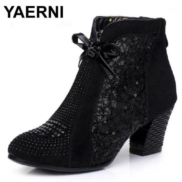 yaerni thick mid heel nubuck leather lace floral bowknot pearl rivets summer women fashion sandals ankle boots plus size 32-421, Black
yaerni thick mid heel nubuck leather lace floral bowknot pearl rivets summer women fashion sandals ankle boots plus size 32-421, Black