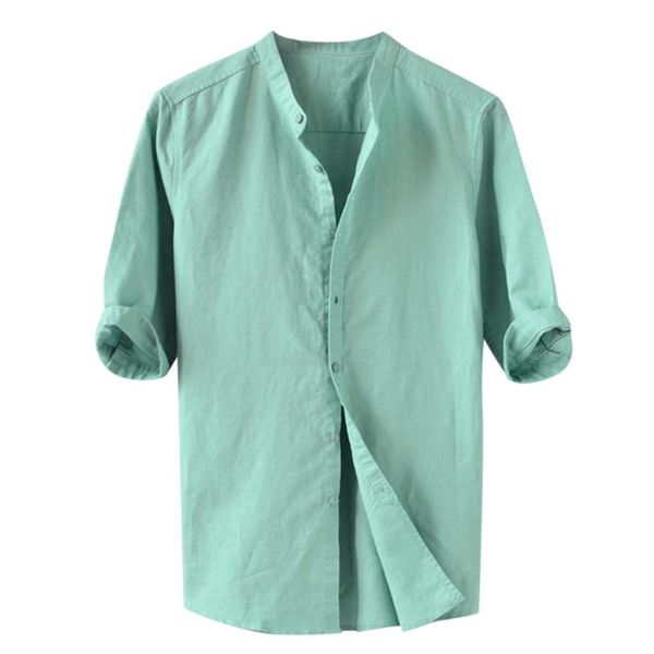 3xl summer half sleeve shirt men solid color button cotton single breasted blouse for male collarless koszule meskie, White;black
3xl summer half sleeve shirt men solid color button cotton single breasted blouse for male collarless koszule meskie, White;black