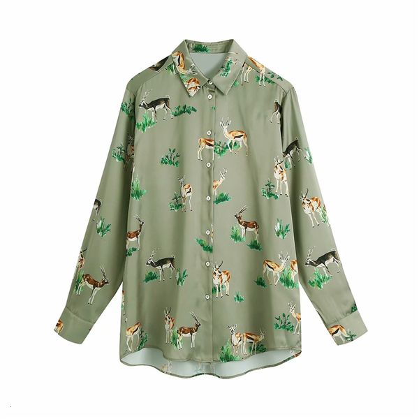 2021 new elegant women green satin shirts fashion ladies turn down collar causal female chic animal print loose blouses 79ln, White
2021 new elegant women green satin shirts fashion ladies turn down collar causal female chic animal print loose blouses 79ln, White