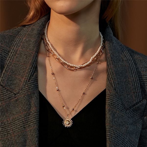 10pcs/lot european three layer sun pendant necklaces multi layer clavicle thick chain for women alloy gold pearl sweater chain jewelry, Silver
10pcs/lot european three layer sun pendant necklaces multi layer clavicle thick chain for women alloy gold pearl sweater chain jewelry, Silver